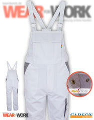 Latzhose weiss-grau CC726